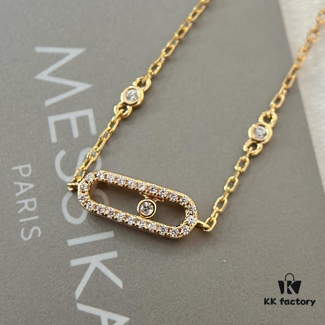 693017e112f62673a6facdcf Messika Luxury New Arrival MessiKa Single Diamond Slide Bracelet Hottest Move Series Exclusive Bestseller Independent Designer Jewelry Brand, Popular Among Socialites and Instagram Influencers, Stunning Platinum and Rose Gold Bracelet