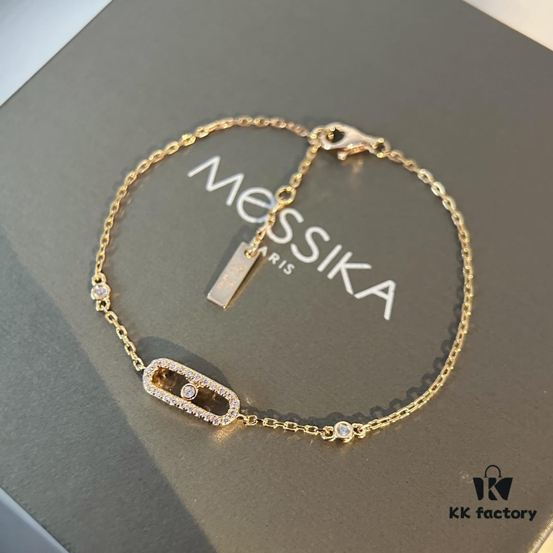 693017e112f62673a6facdd0 Messika Luxury New Arrival MessiKa Single Diamond Slide Bracelet Hottest Move Series Exclusive Bestseller Independent Designer Jewelry Brand, Popular Among Socialites and Instagram Influencers, Stunning Platinum and Rose Gold Bracelet