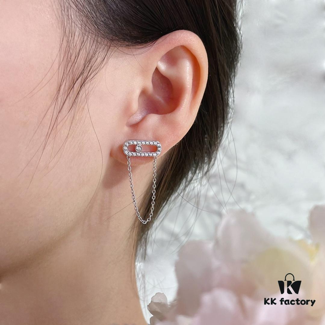 693017e312f62673a6facdd2 Mizhika Model AB Earrings, Rose Gold and White Gold, In Stock 11445. The classic Move series, symbolizing a beautiful meaning: 'Whether in the past, today, or the future, love is always there.'