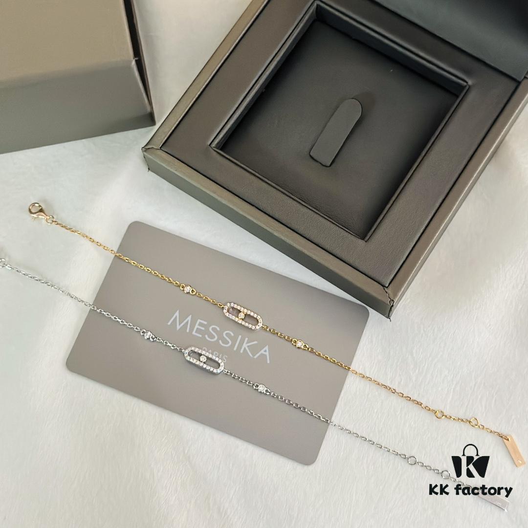 693017e312f62673a6facdd3 Messika Luxury New Arrival MessiKa Single Diamond Slide Bracelet Hottest Move Series Exclusive Bestseller Independent Designer Jewelry Brand, Popular Among Socialites and Instagram Influencers, Stunning Platinum and Rose Gold Bracelet