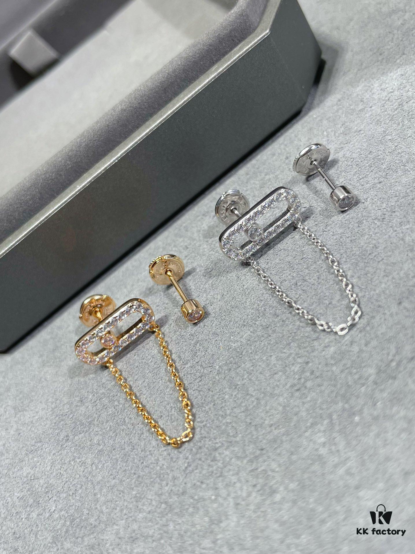 693017f012f62673a6facde7 Mizhika Model AB Earrings, Rose Gold and White Gold, In Stock 11445. The classic Move series, symbolizing a beautiful meaning: 'Whether in the past, today, or the future, love is always there.'