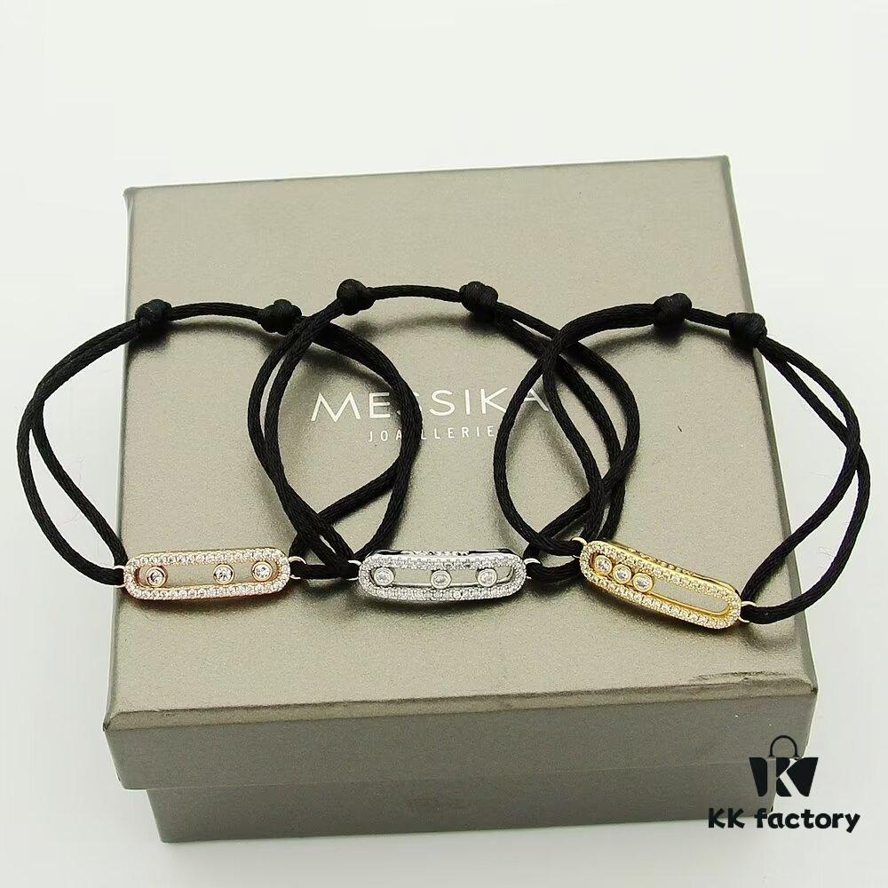 693017ff12f62673a6face07 Messika New Arrival Meshika Bracelet - Colorful Rope Cuff with Brilliant-Cut Sliding Diamond