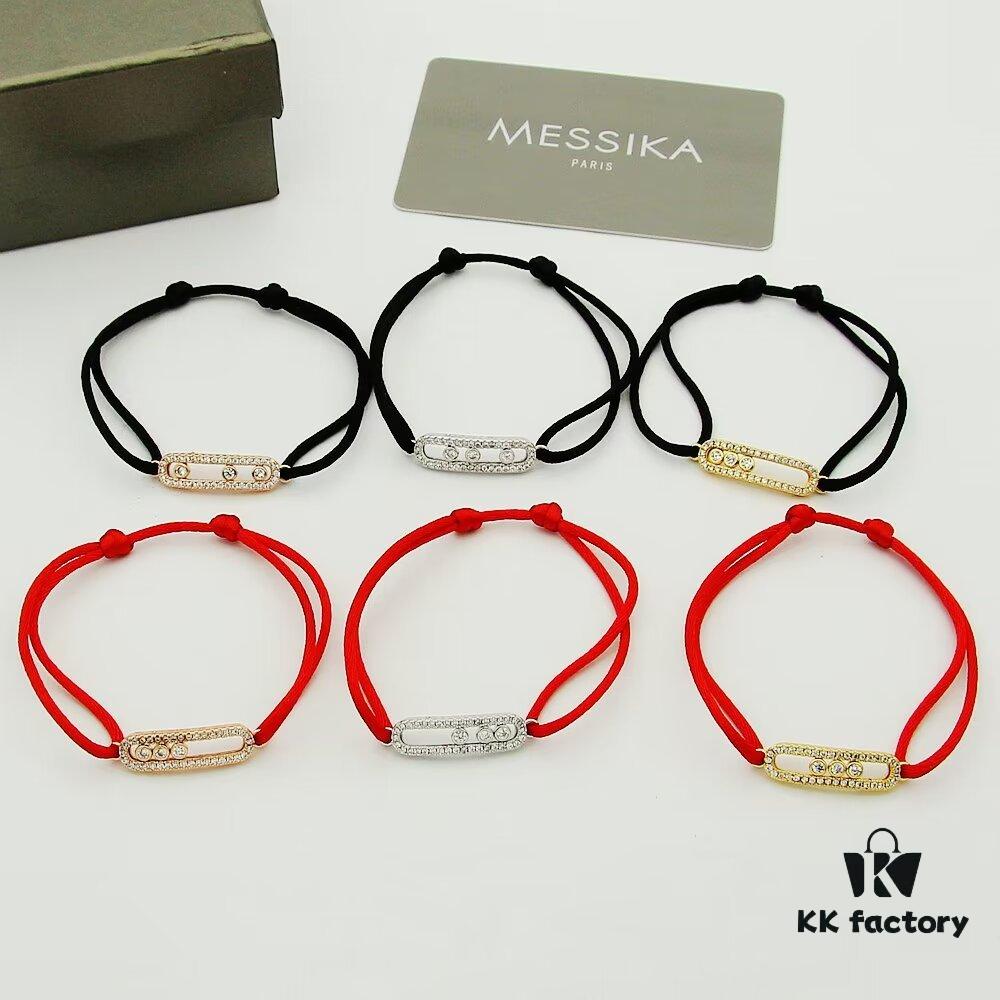 6930180012f62673a6face0b Messika New Arrival Meshika Bracelet - Colorful Rope Cuff with Brilliant-Cut Sliding Diamond