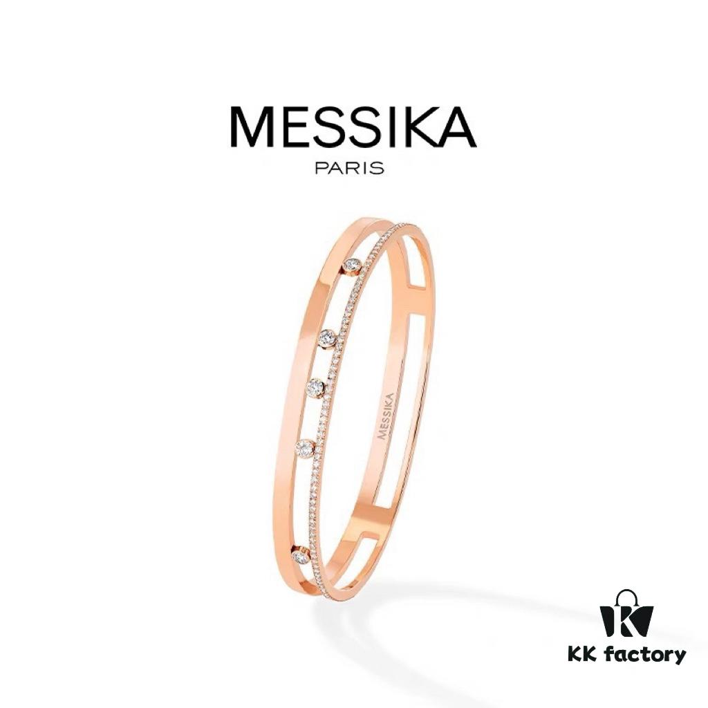 6930180212f62673a6face0f Hot Hollywood's Trendiest Luxury Jewelry Brand Messika, Semi-Diamond Sliding Bracelet, Elegant 925 Sterling Silver Plated with K-Gold