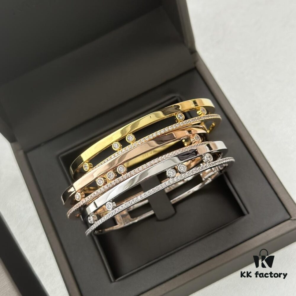 6930180312f62673a6face10 Hot Hollywood's Trendiest Luxury Jewelry Brand Messika, Semi-Diamond Sliding Bracelet, Elegant 925 Sterling Silver Plated with K-Gold