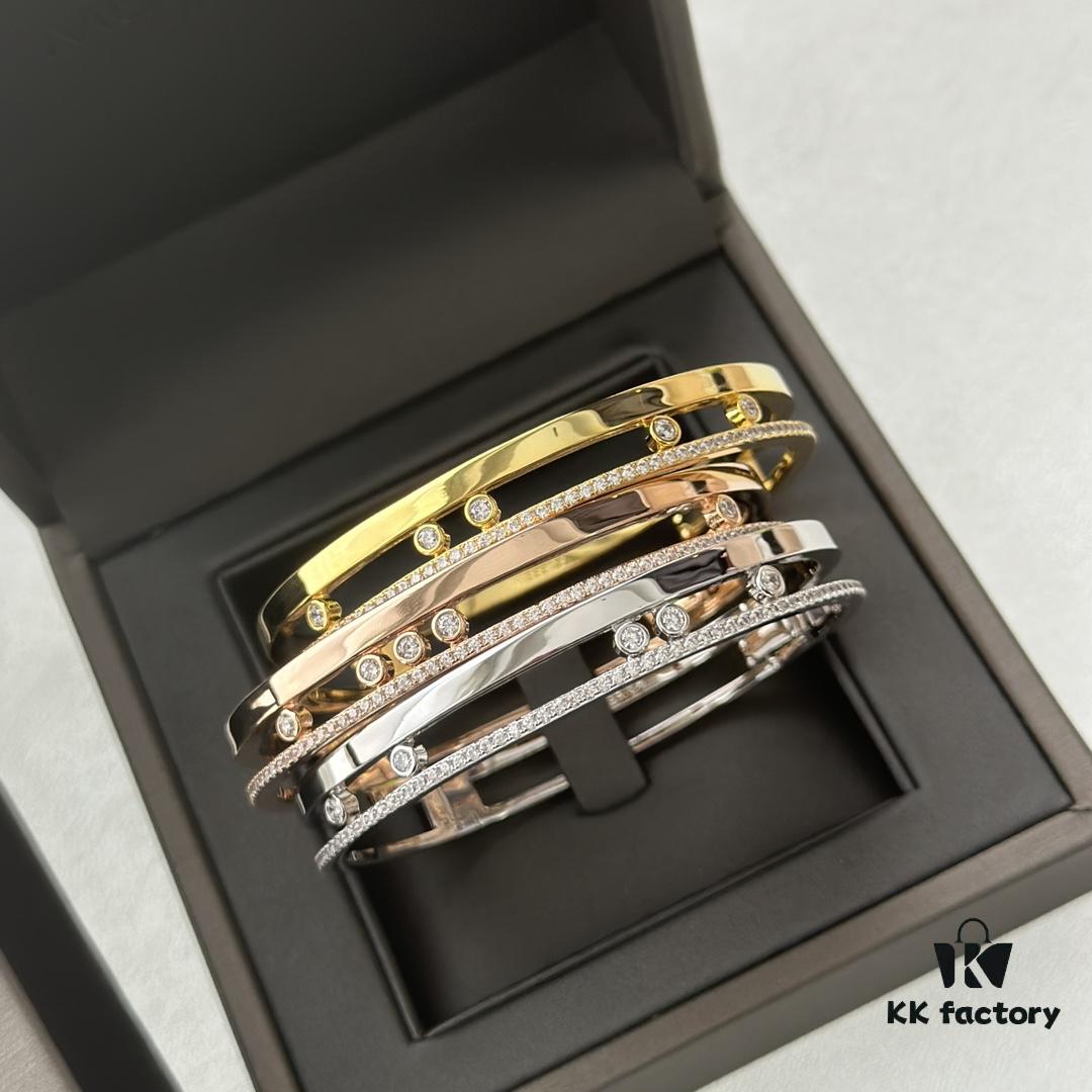 6930180312f62673a6face10 Hot Hollywood's Trendiest Luxury Jewelry Brand Messika, Semi-Diamond Sliding Bracelet, Elegant 925 Sterling Silver Plated with K-Gold