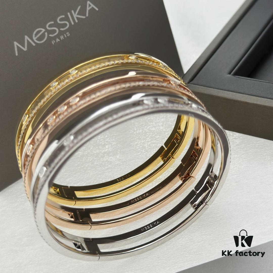 6930180512f62673a6face13 Hot Hollywood's Trendiest Luxury Jewelry Brand Messika, Semi-Diamond Sliding Bracelet, Elegant 925 Sterling Silver Plated with K-Gold