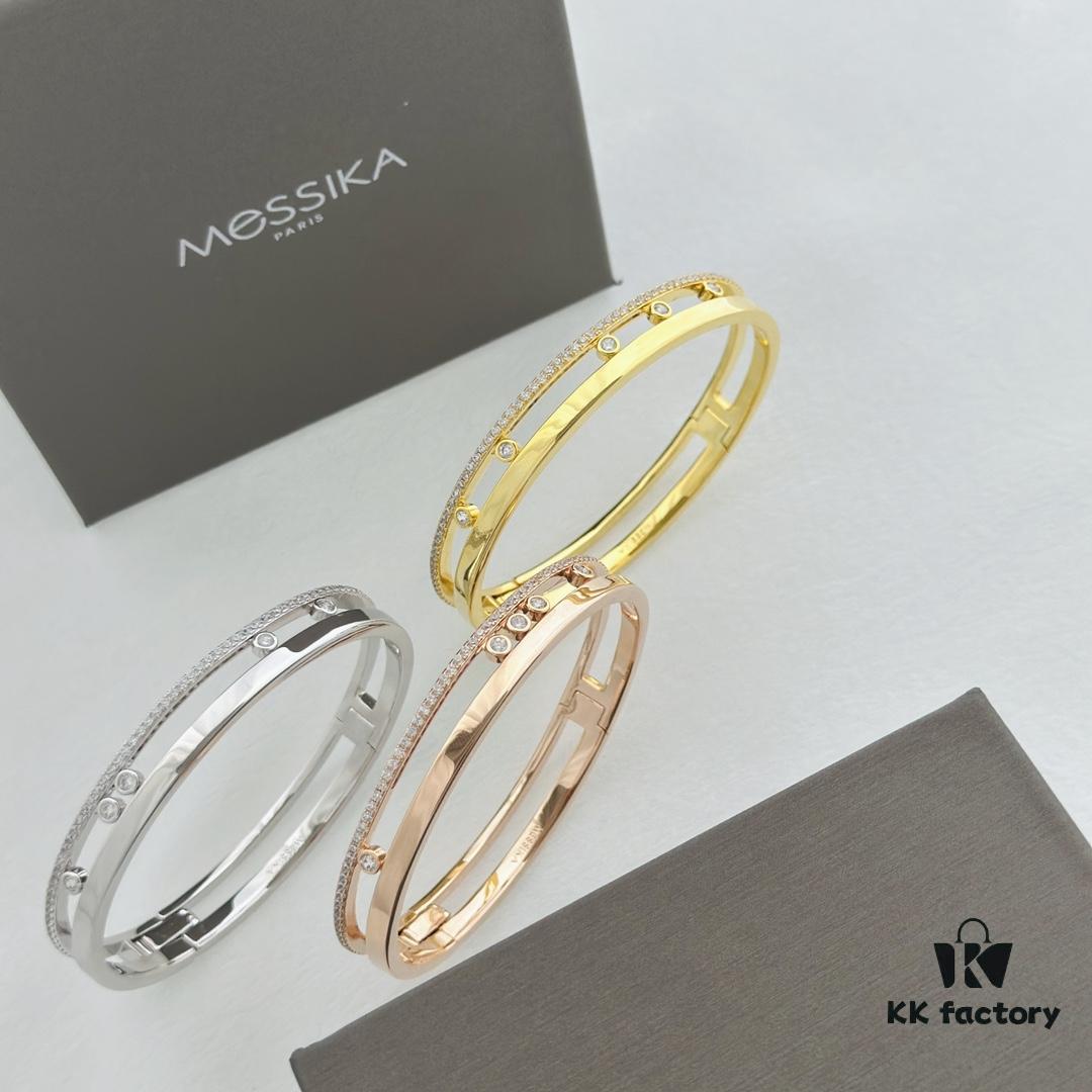 6930180612f62673a6face15 Hot Hollywood's Trendiest Luxury Jewelry Brand Messika, Semi-Diamond Sliding Bracelet, Elegant 925 Sterling Silver Plated with K-Gold
