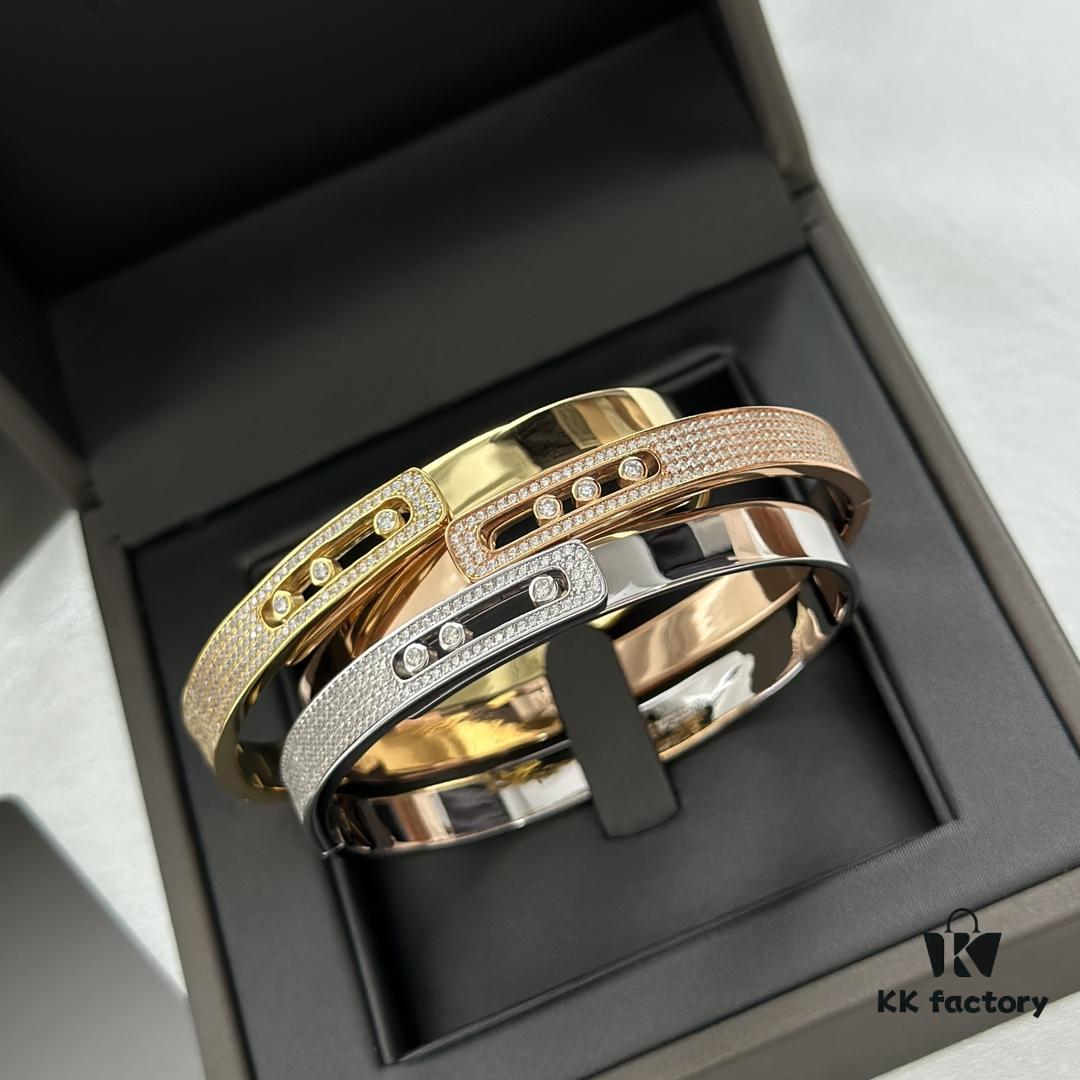 6930180612f62673a6face16 Hot Hollywood's Hottest Luxury Jewelry Brand Messika, Full Diamond Slide Bracelet, Elegant 925 Sterling Silver with Gold Plating, Platinum and Rose Gold Rolling Diamonds