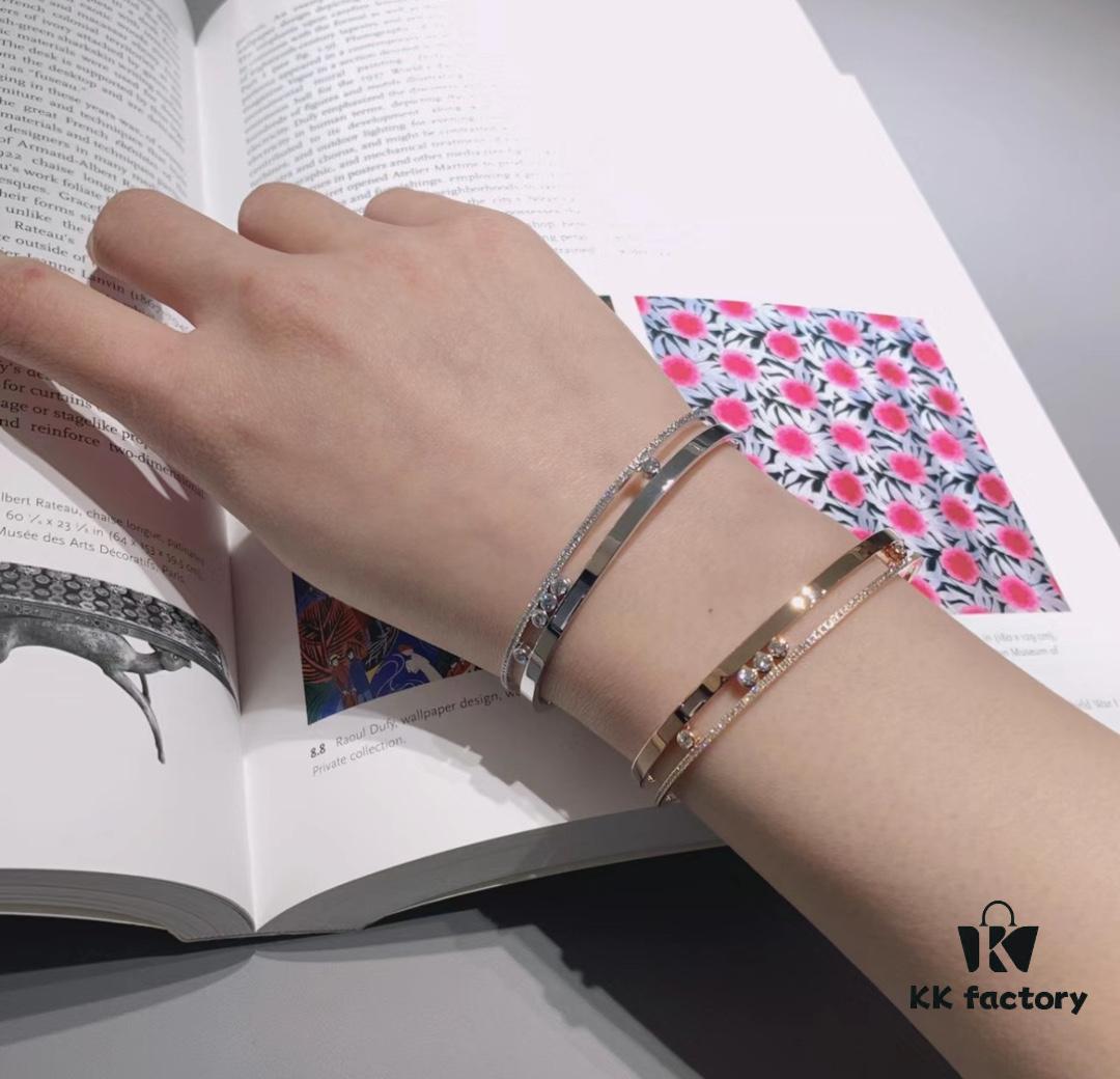 6930180612f62673a6face17 Hot Hollywood's Trendiest Luxury Jewelry Brand Messika, Semi-Diamond Sliding Bracelet, Elegant 925 Sterling Silver Plated with K-Gold