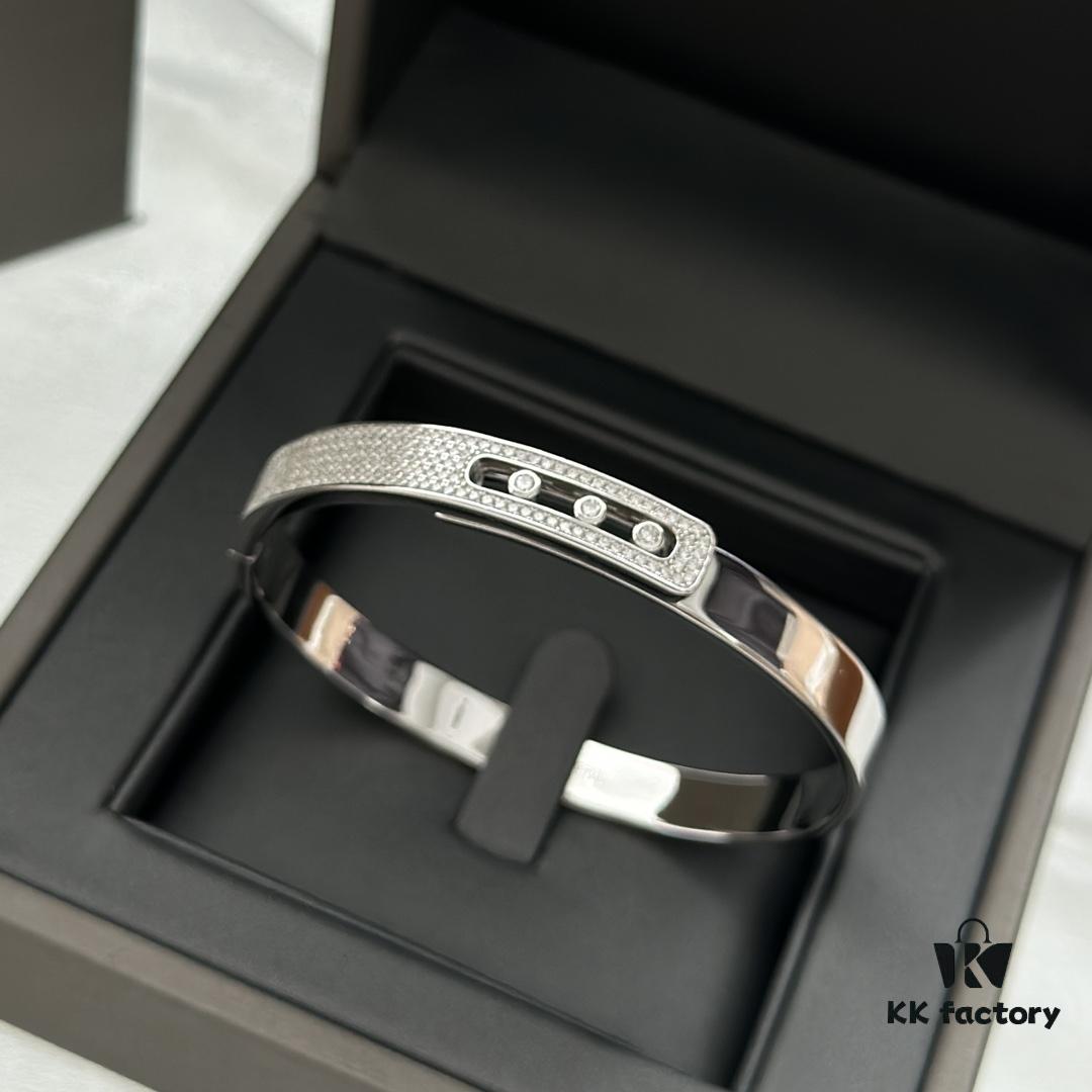 6930180912f62673a6face19 Hot Hollywood's Hottest Luxury Jewelry Brand Messika, Full Diamond Slide Bracelet, Elegant 925 Sterling Silver with Gold Plating, Platinum and Rose Gold Rolling Diamonds