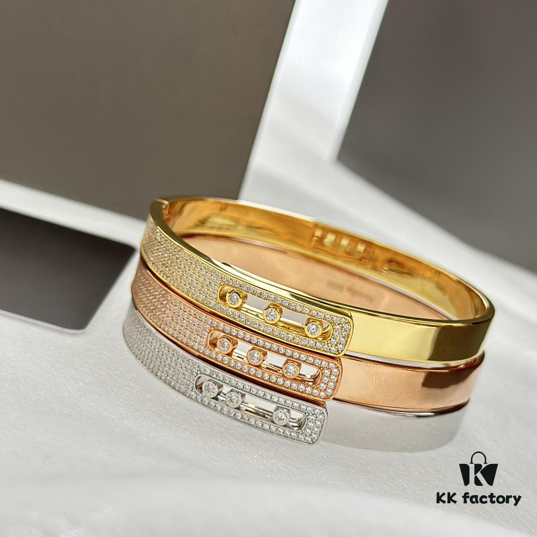 6930180912f62673a6face1b Hot Hollywood's Hottest Luxury Jewelry Brand Messika, Full Diamond Slide Bracelet, Elegant 925 Sterling Silver with Gold Plating, Platinum and Rose Gold Rolling Diamonds