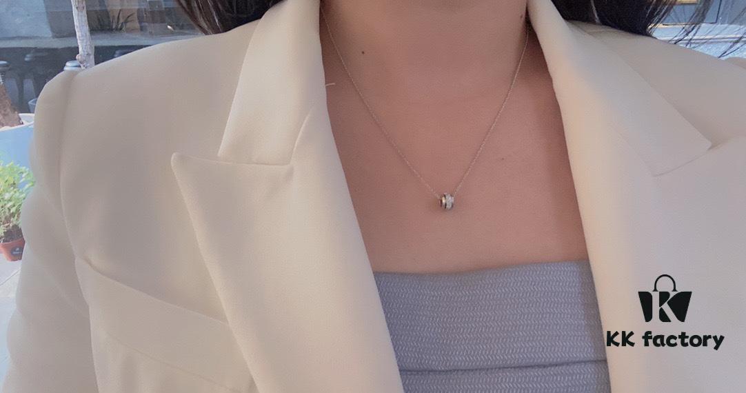 Piaget Rotating Double Row Full Diamond Necklace in Champagne Gold and White Gold, In Stock