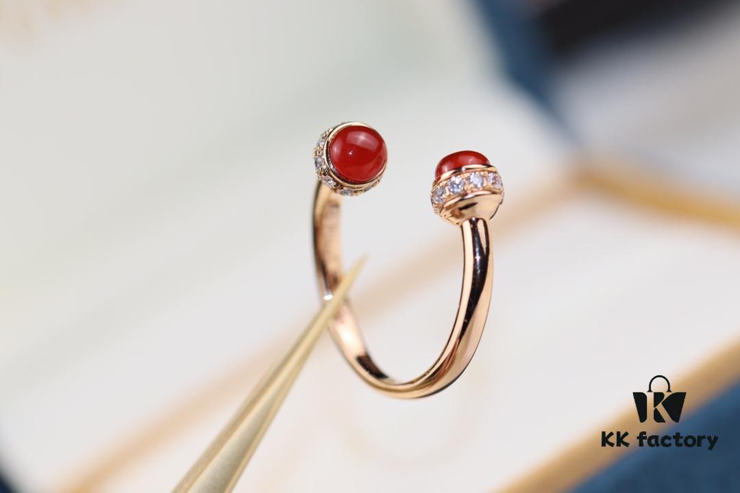6930186e12f62673a6facec1 Poissession Series ZP Ring, V-Gold with Natural Malachite, Red Agate, and Turquoise