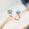 6930187212f62673a6facec4 Poetry Ring Possession Series ZP Style Finger Ring with Natural Malachite, Red Agate, and Turquoise in V Gold Material