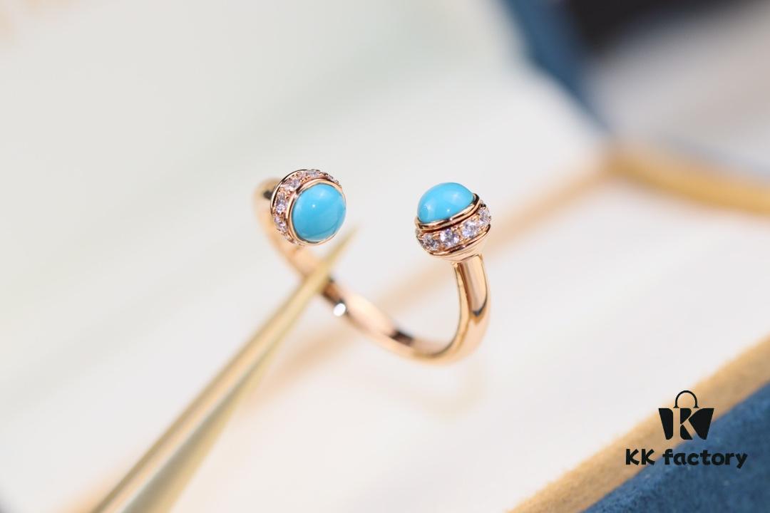 6930187212f62673a6facec4 Poetry Ring Possession Series ZP Style Finger Ring with Natural Malachite, Red Agate, and Turquoise in V Gold Material