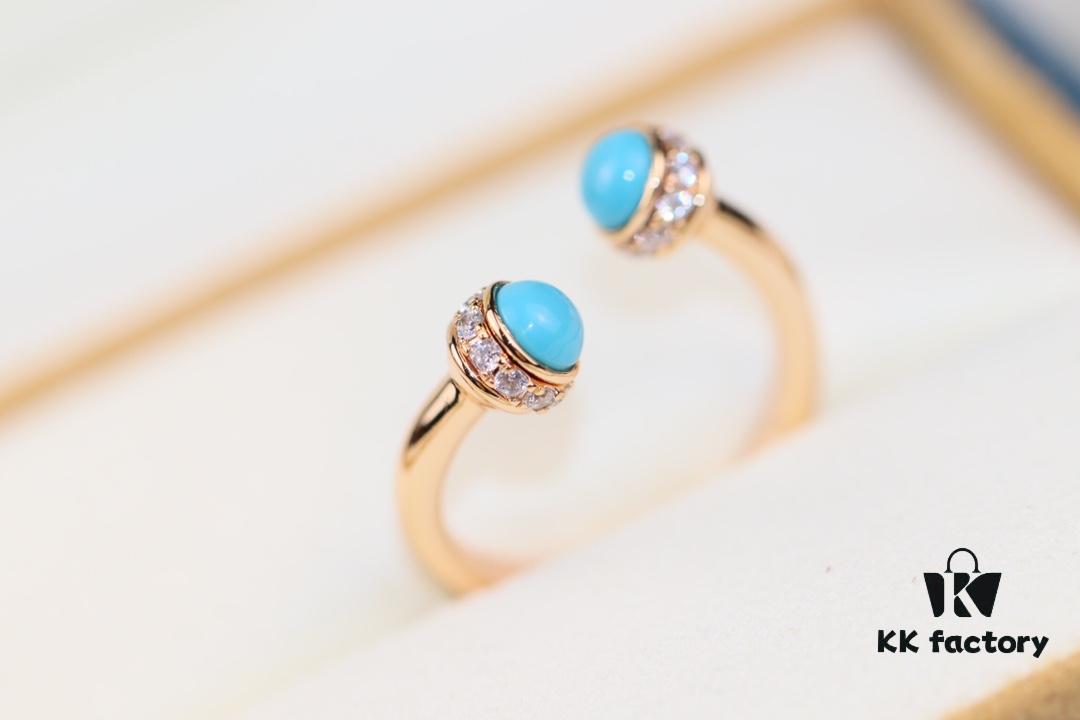 6930187412f62673a6facec7 Poetry Ring Possession Series ZP Style Finger Ring with Natural Malachite, Red Agate, and Turquoise in V Gold Material