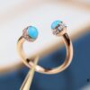 693018c612f62673a6facf40 Poetry Ring Possession Series ZP Style Finger Ring with Natural Malachite, Red Agate, and Turquoise in V Gold Material