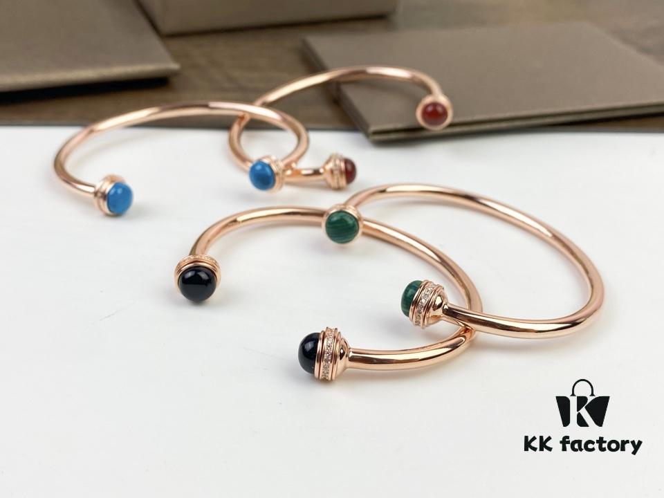 693018d412f62673a6facf55 Piaget Possession Bracelet in Rose Gold with Rotating Circle Set with Two Cabochon Stones and Pavé Diamonds