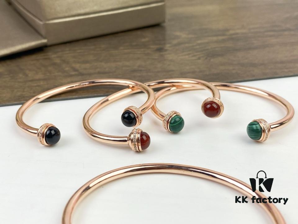 693018d512f62673a6facf59 Piaget Possession Bracelet in Rose Gold with Rotating Circle Set with Two Cabochon Stones and Pavé Diamonds