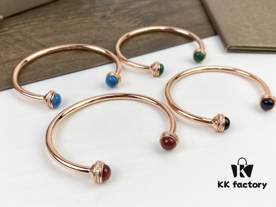 693018d612f62673a6facf5b Piaget Possession Bracelet in Rose Gold with Rotating Circle Set with Two Cabochon Stones and Pavé Diamonds