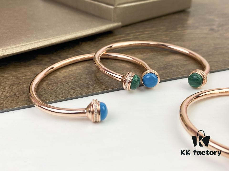 693018d812f62673a6facf5d Piaget Possession Bracelet in Rose Gold with Rotating Circle Set with Two Cabochon Stones and Pavé Diamonds