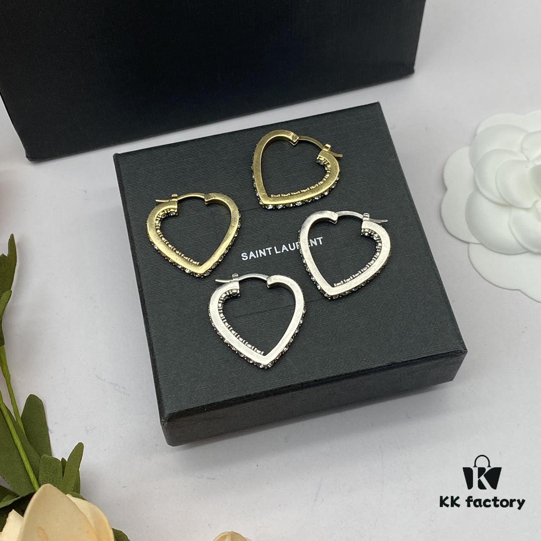 Saint Laurent YSL New Heart Stud Earrings