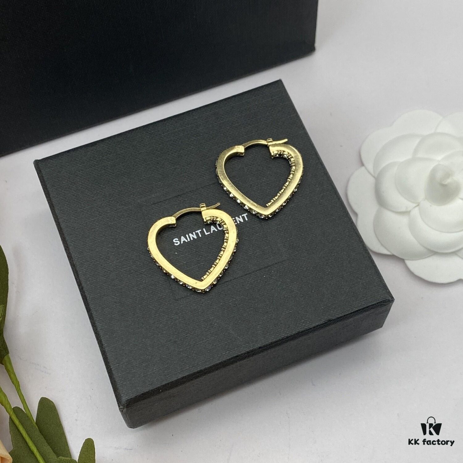 Saint Laurent YSL New Heart Stud Earrings