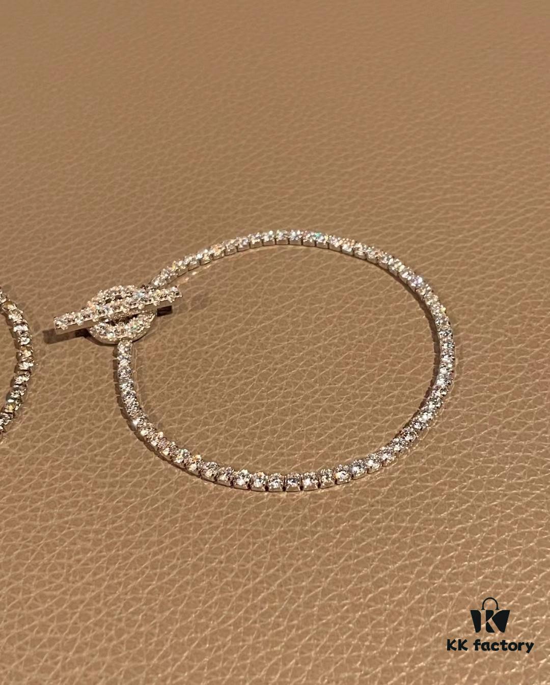 693019bd12f62673a6fad065 YSL Saint Laurent Half-Paved Bracelet & Hermès Pig Nose Fully Paved Diamond Bracelet