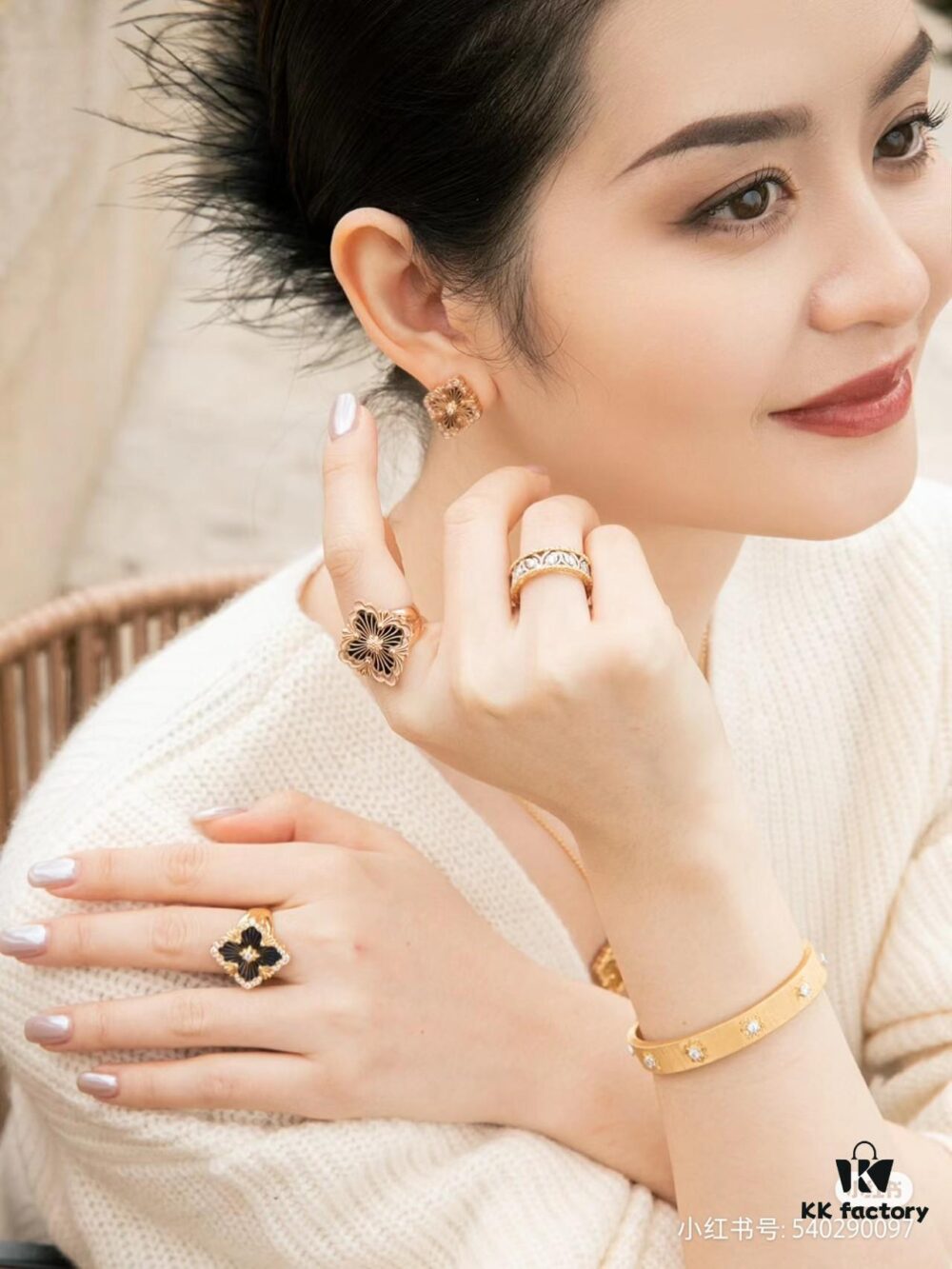 693019c512f62673a6fad071 Buccellati Red, Pink, Blue Chalcedony, Black Onyx, White Shell, Green, Gray Shell, Turquoise Blue Open Ring in Rose Gold and White Gold In Stock