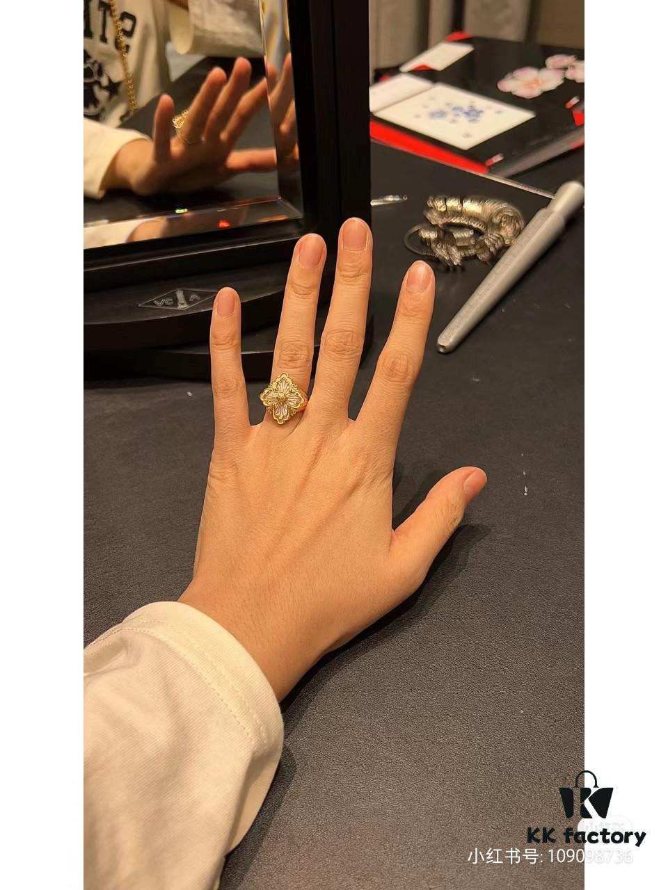 693019c512f62673a6fad073 Buccellati Red, Pink, Blue Chalcedony, Black Onyx, White Shell, Green, Gray Shell, Turquoise Blue Open Ring in Rose Gold and White Gold In Stock