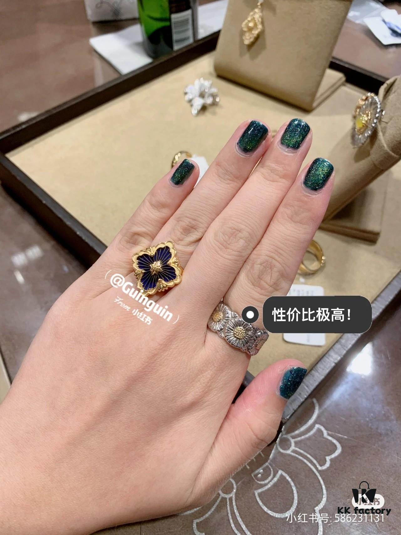693019c912f62673a6fad077 Buccellati Red, Pink, Blue Chalcedony, Black Onyx, White Shell, Green, Gray Shell, Turquoise Blue Open Ring in Rose Gold and White Gold In Stock