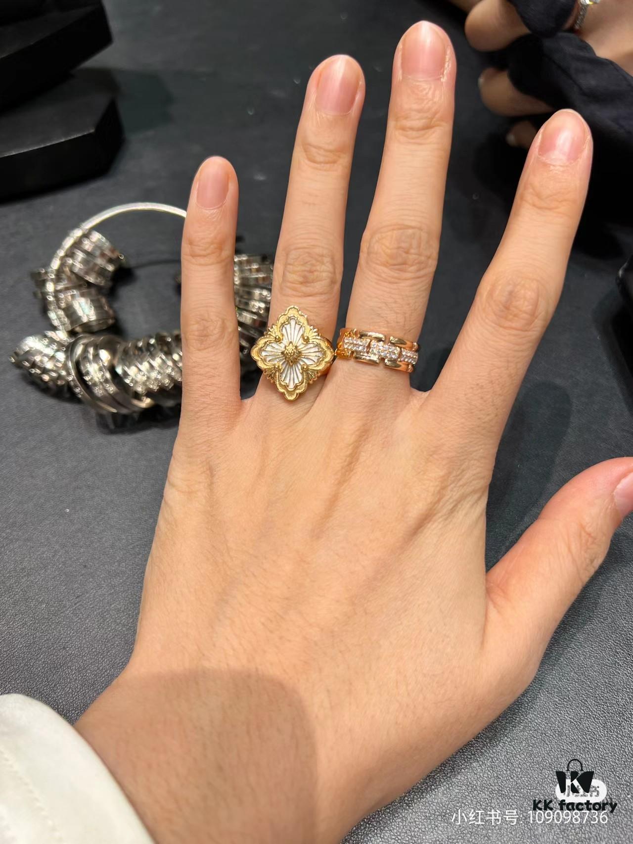 693019cc12f62673a6fad07a Buccellati Red, Pink, Blue Chalcedony, Black Onyx, White Shell, Green, Gray Shell, Turquoise Blue Open Ring in Rose Gold and White Gold In Stock