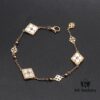 693019cc12f62673a6fad07b Italian Luxury Jewelry Brand Buccellati Vintage Royal Style Clover Four-Petal Flower Diamond-Embedded Shell Agate Chalcedony Reversible Three-Flower Bracelet