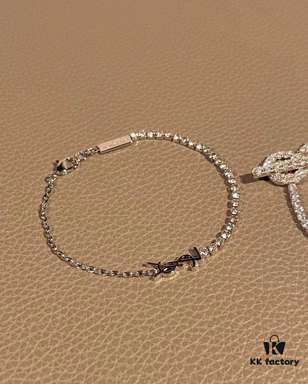693019cc12f62673a6fad07c YSL Saint Laurent Half-Paved Bracelet & Hermès Pig Nose Fully Paved Diamond Bracelet