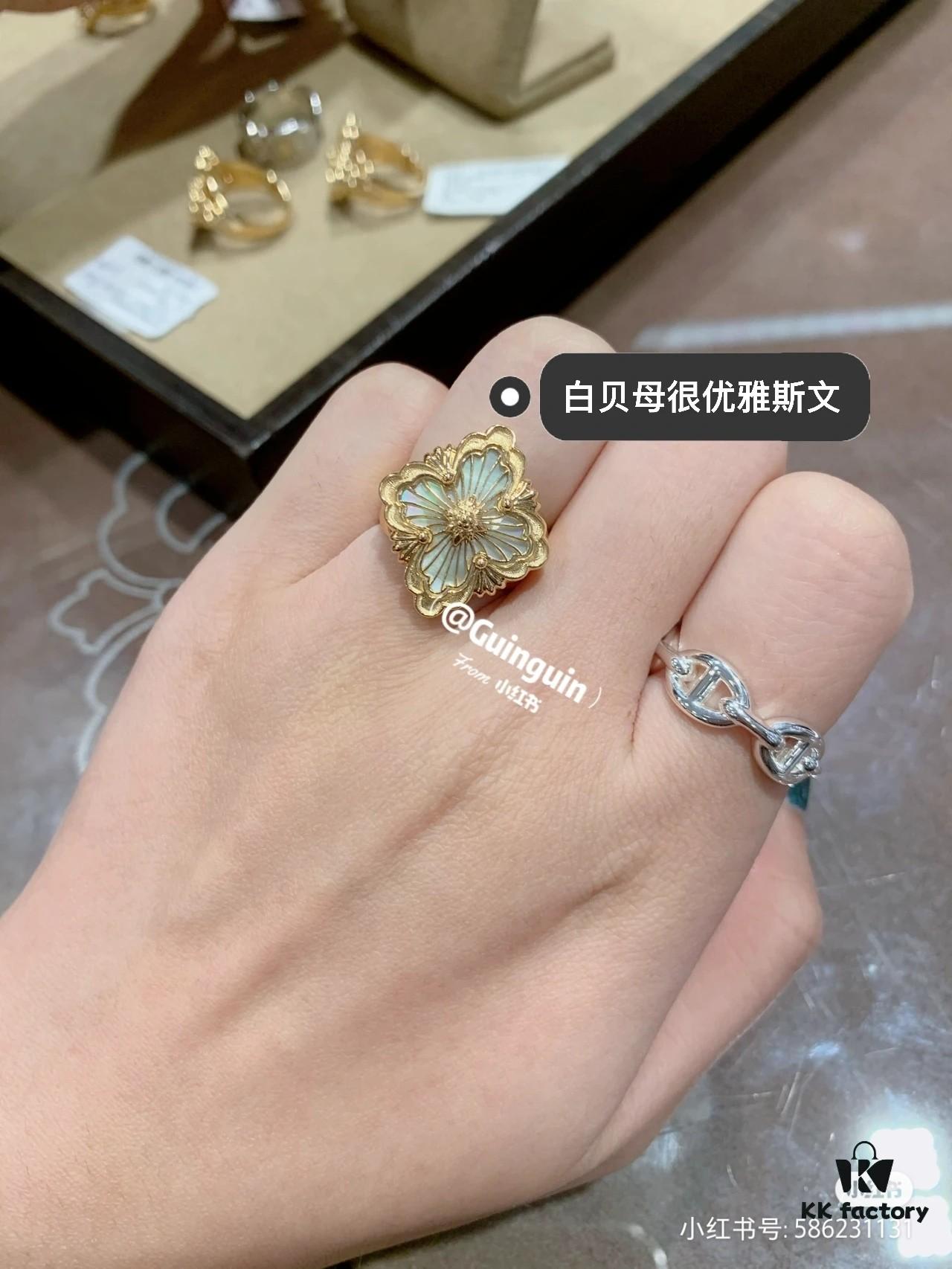 693019cf12f62673a6fad080 Buccellati Red, Pink, Blue Chalcedony, Black Onyx, White Shell, Green, Gray Shell, Turquoise Blue Open Ring in Rose Gold and White Gold In Stock