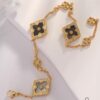 693019d112f62673a6fad082 Italian Luxury Jewelry Brand Buccellati Vintage Royal Style Clover Four-Petal Flower Diamond-Embedded Shell Agate Chalcedony Reversible Three-Flower Bracelet