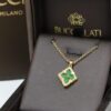 Buccellati Opera Tulle Four-Leaf Clover Dual-Sided Pendant Necklace with Blue Agate