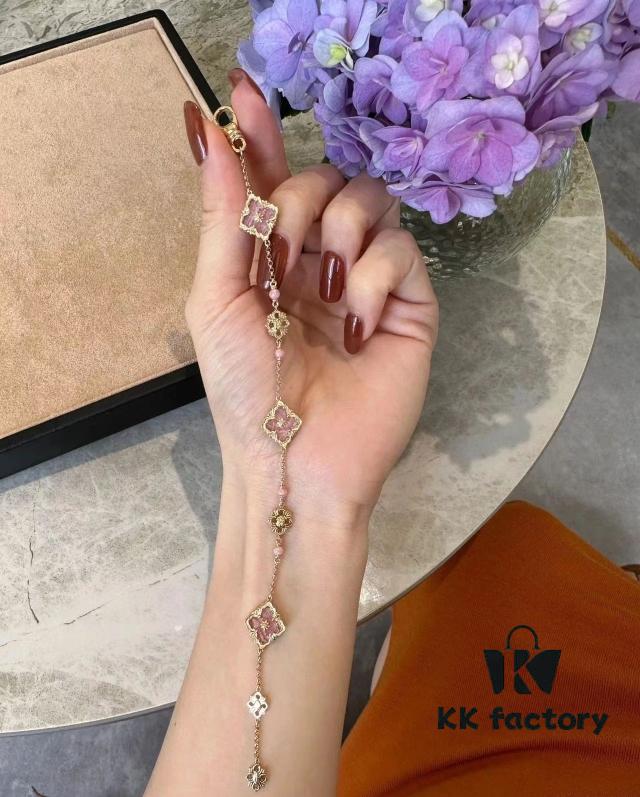 693019f512f62673a6fad0b2 Buccellati Rhodonite Three-Flower Bracelet in Limited Edition Red, Often Out of Stock, A Beauty Unique from VCA