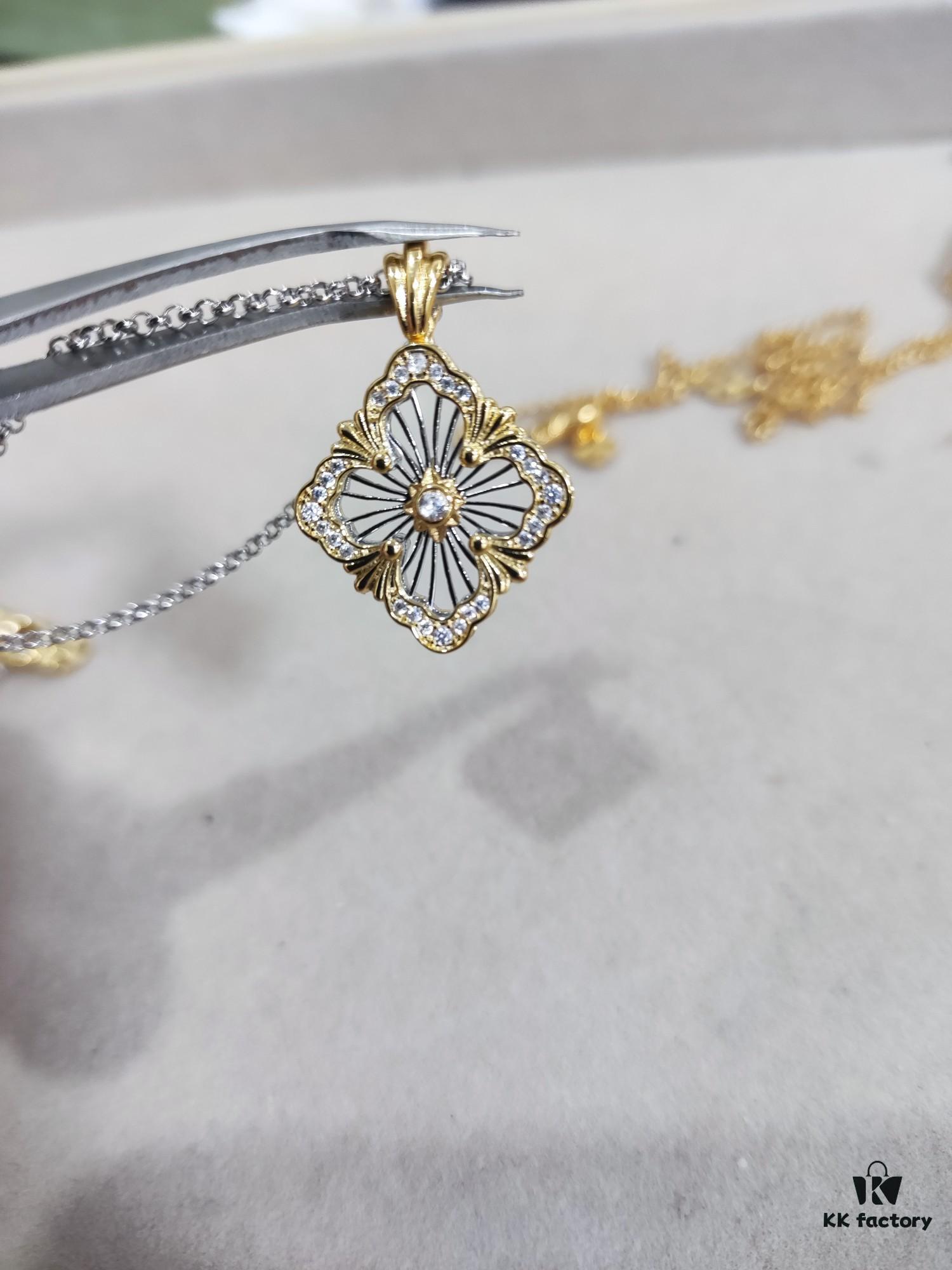 Buccellati Openwork Necklace in Gold and White Gold Bicolor