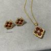 69301a3c12f62673a6fad0ff Buccellati Opera Grand Red Enamel Earrings, Vintage Court-style Four-Leaf Clover, Large Size