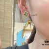 69301a4d12f62673a6fad10e Buccellati Opera Grande Series Large Green Enamel Earrings, Vintage Court Style Four-Leaf Clover with Rigato Silk-Craft Finish
