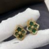 69301a4d12f62673a6fad10f Buccellati Opera Grande Series Large Green Enamel Earrings, Vintage Court Style Four-Leaf Clover with Rigato Silk-Craft Finish