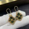 69301a4e12f62673a6fad111 Buccellati Opera Grande Series Large Green Enamel Earrings, Vintage Court Style Four-Leaf Clover with Rigato Silk-Craft Finish