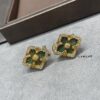 69301a4f12f62673a6fad112 Buccellati Opera Grande Series Large Green Enamel Earrings, Vintage Court Style Four-Leaf Clover with Rigato Silk-Craft Finish