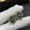 69301a5712f62673a6fad116 Buccellati Opera Grande Series Large Blue Enamel Earrings, Baroque-Style Four-Leaf Clover with Rigato Silk-Textured Finish