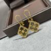 69301a5a12f62673a6fad119 Buccellati Opera Grande Series Large Green Enamel Earrings, Vintage Court Style Four-Leaf Clover with Rigato Silk-Craft Finish