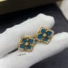 69301a5b12f62673a6fad11a Buccellati Opera Grande Series Large Blue Enamel Earrings, Baroque-Style Four-Leaf Clover with Rigato Silk-Textured Finish