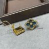 69301a5d12f62673a6fad11b Buccellati Opera Grande Series Large Blue Enamel Earrings, Baroque-Style Four-Leaf Clover with Rigato Silk-Textured Finish