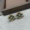 69301a5f12f62673a6fad11f Buccellati Opera Grande Series Large Blue Enamel Earrings, Baroque-Style Four-Leaf Clover with Rigato Silk-Textured Finish